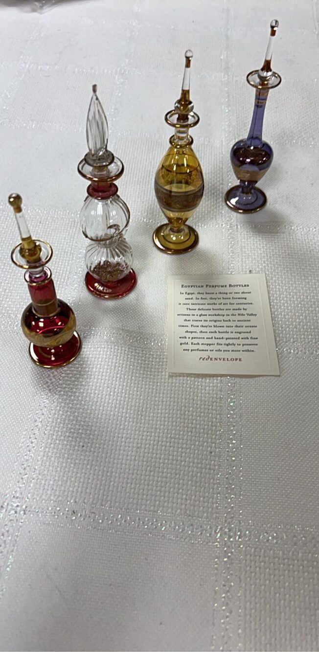 RedEnvelope Egyptian Hand-Painted Glass Bottles 4 Piece Set